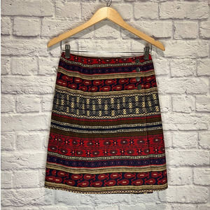 3/$15 Vintage Paisley Wrap Skirt Striped Buttons Sigrid Olsen 100% Cotton Size 4